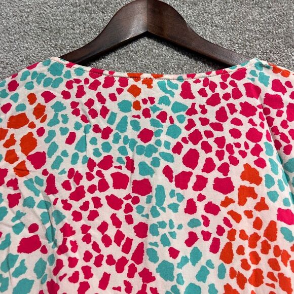 Emily Wonder Woman’s Multi Color Babydoll Top Blouse 3/4 Ruffle Sleeve Size L - Picture 8 of 8